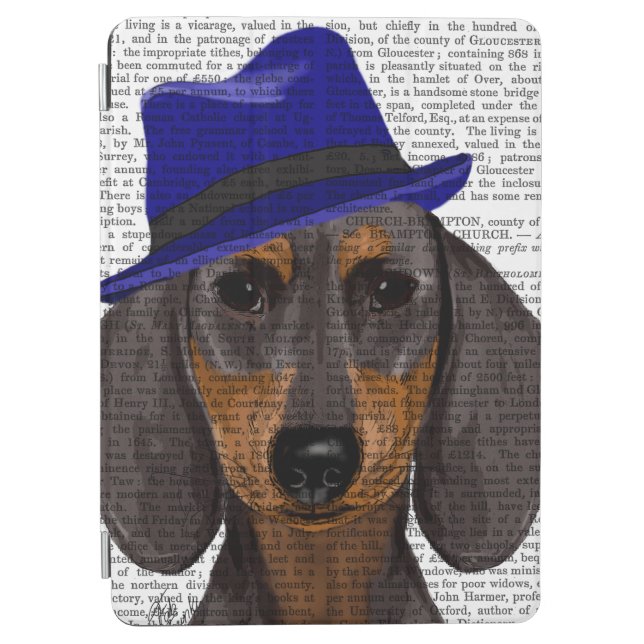 Dachshund With Blue Trilby iPad Air Cover (Front)