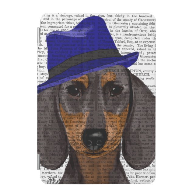 Dachshund With Blue Trilby iPad Mini Cover (Front)