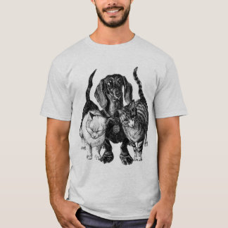 Dachshund with cats GIF T-Shirt