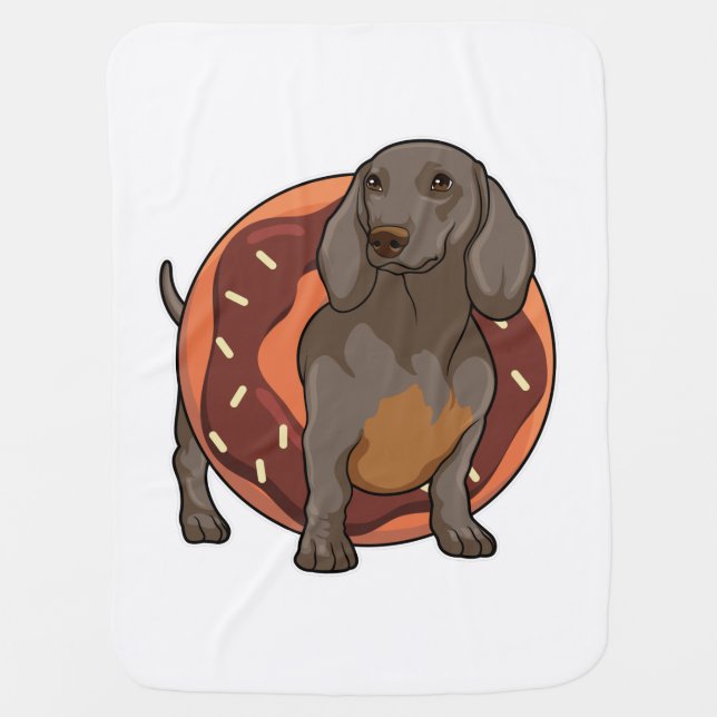 Dachshund with Donut Baby Blanket (Front)
