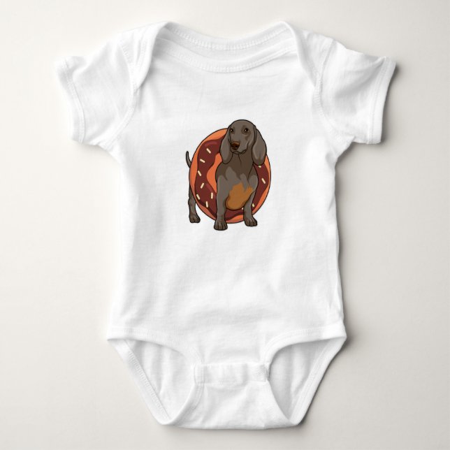 Dachshund with Donut Baby Bodysuit (Front)