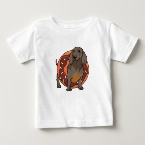 Dachshund with Donut Baby T_Shirt