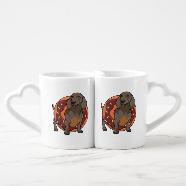 Dachshund with Donut Coffee Mug Set (Front Nesting)