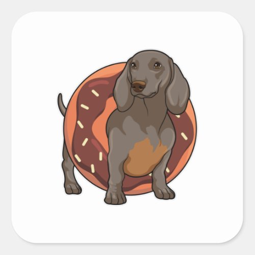 Dachshund with Donut Square Sticker