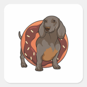 Dachshund with Donut Square Sticker