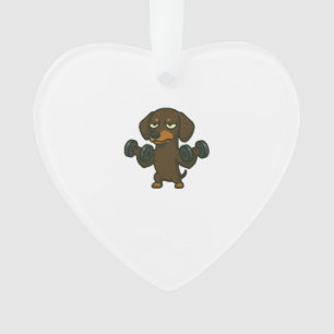 Dachshund with dumbbell fitness training biceps wo ornament