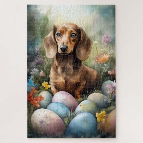 Dachshund with Easter Eggs Jigsaw Puzzle