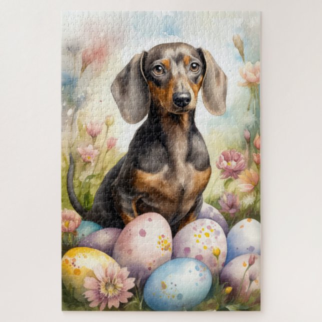 Dachshund with Easter Eggs Jigsaw Puzzle (Vertical)