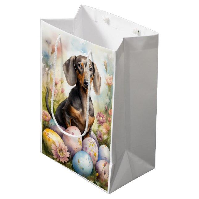 Dachshund with Easter Eggs Medium Gift Bag (Front Angled)