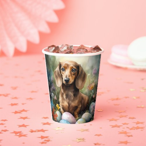 Dachshund with Easter Eggs Paper Cups