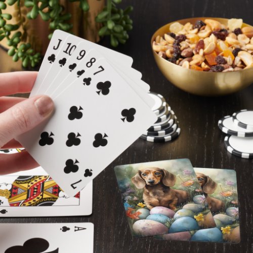 Dachshund with Easter Eggs Playing Cards