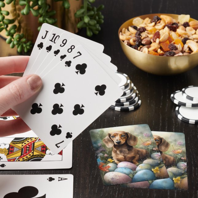Dachshund with Easter Eggs Poker Cards (In Situ)