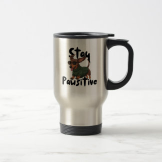 Dachshund with glasses Mug, Stay Pawsitive  Travel Mug