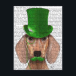 Dachshund With Green Top Hat and Moustache Postcard<br><div class="desc">Pets</div>
