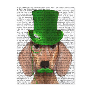 Dachshund With Green Top Hat and Moustache Postcard