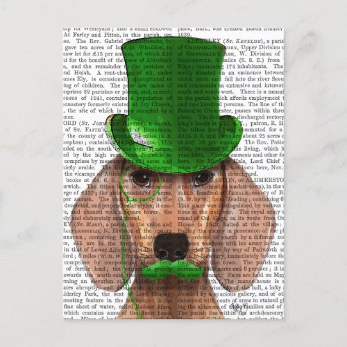 Dachshund With Green Top Hat and Moustache Postcard