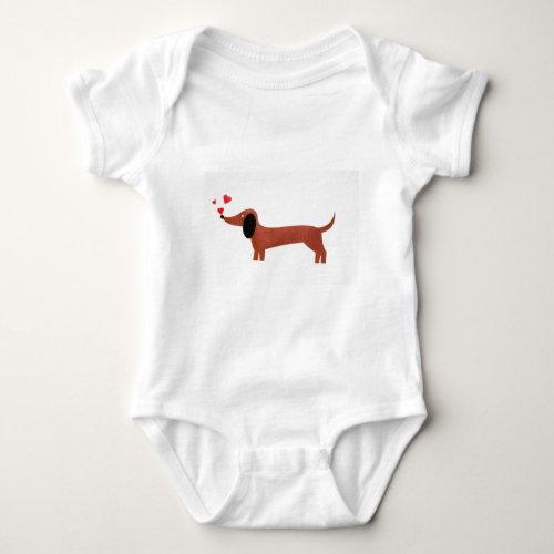 Dachshund with little red hearts baby bodysuit