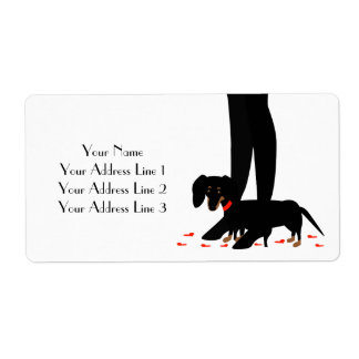 Dachshund with Red Hearts Address Labels