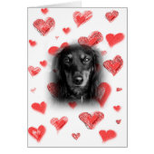 Dachshund with Red Hearts Card (Front)