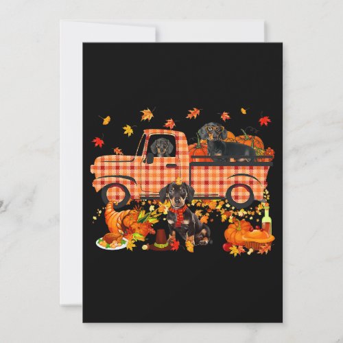 Dachshund With Red Plaid Truck Thanksgiving Autumn Invitation