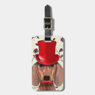 Dachshund With Red Top Hat Luggage Tag