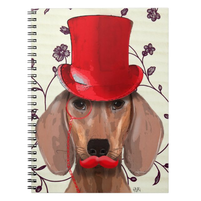 Dachshund With Red Top Hat Notebook (Front)