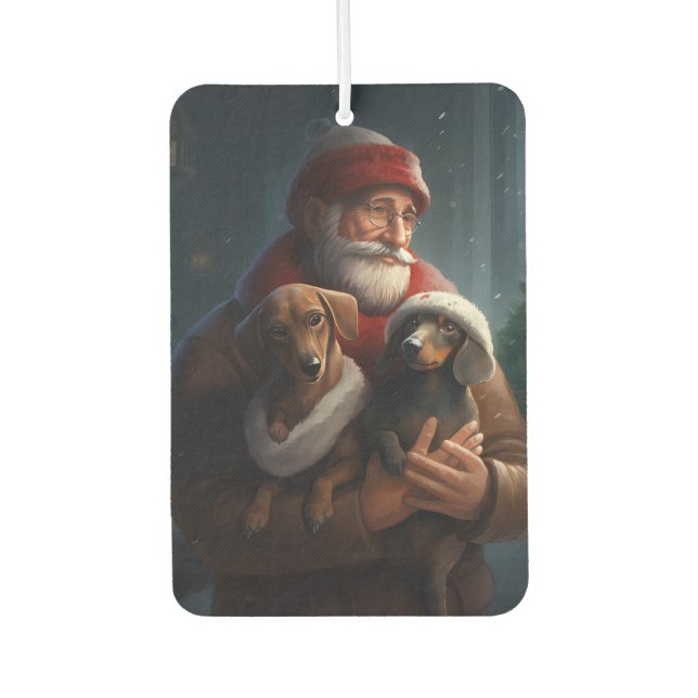 Dachshund With Santa Claus Festive Christmas Air Freshener (Front)