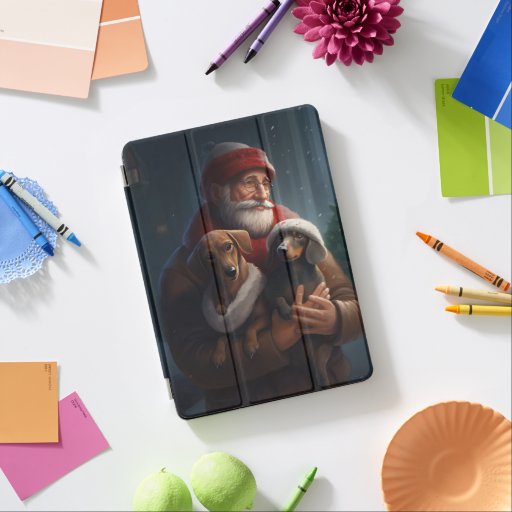 Dachshund With Santa Claus Festive Christmas iPad Air Cover