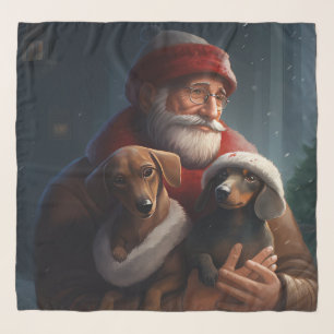Dachshund With Santa Claus Festive Christmas Scarf
