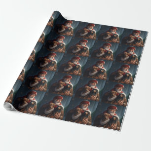 Dachshund With Santa Claus Festive Christmas Wrapping Paper