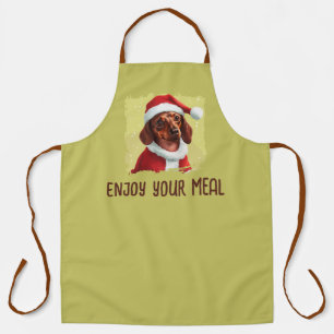 Dachshund With Santa Claus Outfit - Christmas 1 Apron