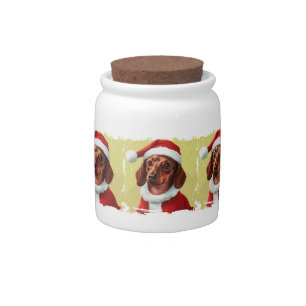 Dachshund With Santa Claus Outfit - Christmas 1 Candy Jar