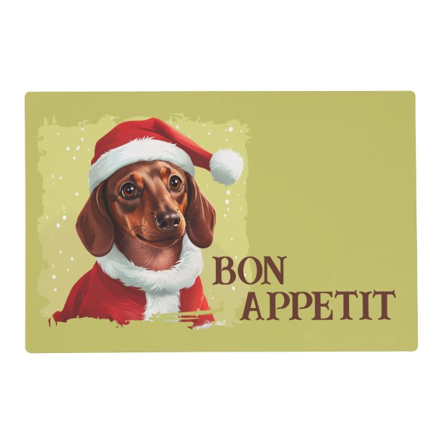 Dachshund With Santa Claus Outfit - Christmas 1 Placemat (Front)
