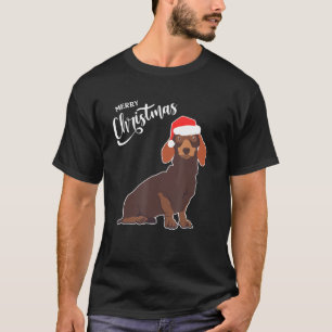 Dachshund With Santa Hat Merry Christmas Dog Xmas T-Shirt