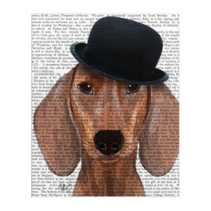 Dachshund with Steampunk Bowler Hat Acrylic Print