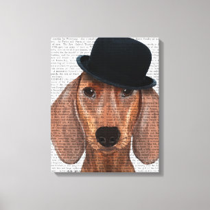 Dachshund with Steampunk Bowler Hat Canvas Print