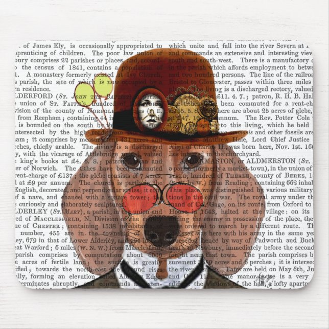 Dachshund with Steampunk Bowler Hat Mouse Pad (Front)