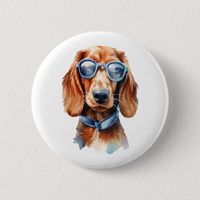 Dachshund with Sunglasses 5 Button (Front)