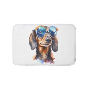 Dachshund with Sunglasses  Bath Mat