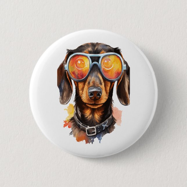 Dachshund with Sunglasses  Button (Front)