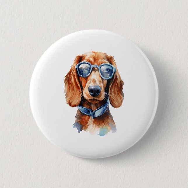 Dachshund with Sunglasses  Button (Front)