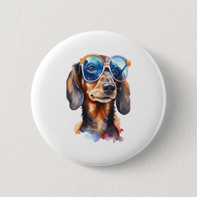 Dachshund with Sunglasses  Button (Front)