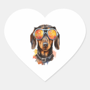 Dachshund with Sunglasses  Heart Sticker