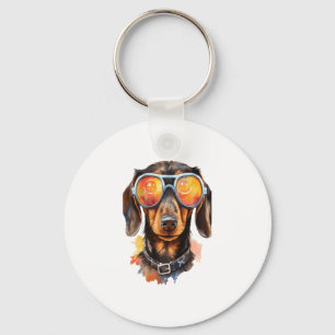 Dachshund with Sunglasses Keychain