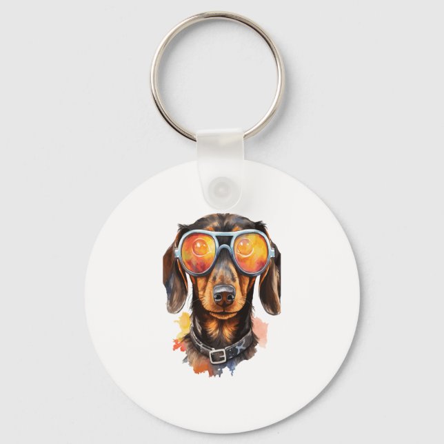 Dachshund with Sunglasses  Keychain (Front)