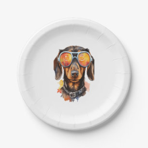 Dachshund with Sunglasses Paper Plates