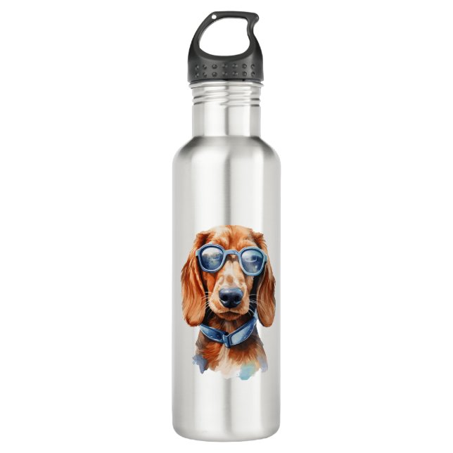 Dachshund with Sunglasses  Stainless Steel Water Bottle (Front)