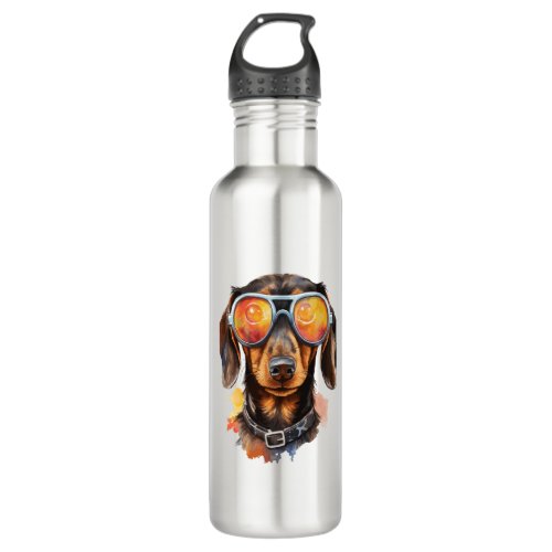 Dachshund with Sunglasses  Stainless Steel Water Bottle