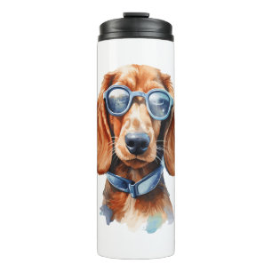 Dachshund with Sunglasses Thermal Tumbler