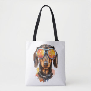 Dachshund with Sunglasses Tote Bag